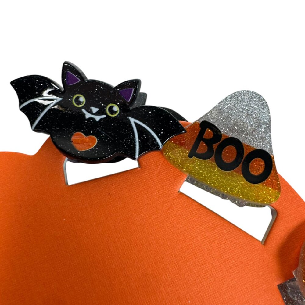 Piper K Trick Or Treat Halloween Small Hair Clips Ghost Pumpkin Cat Bat Goth Emo - Picture 3 of 4